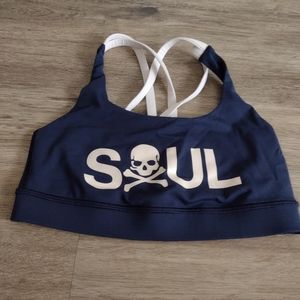 Lululemon X Soul Cycle Energy Sport Bra Long line Gym SkullSmall Blue Womens- 4